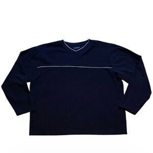 Premiere Collection Men's Brown V-Neck Long Sleeve Cotton Shirt Size XL